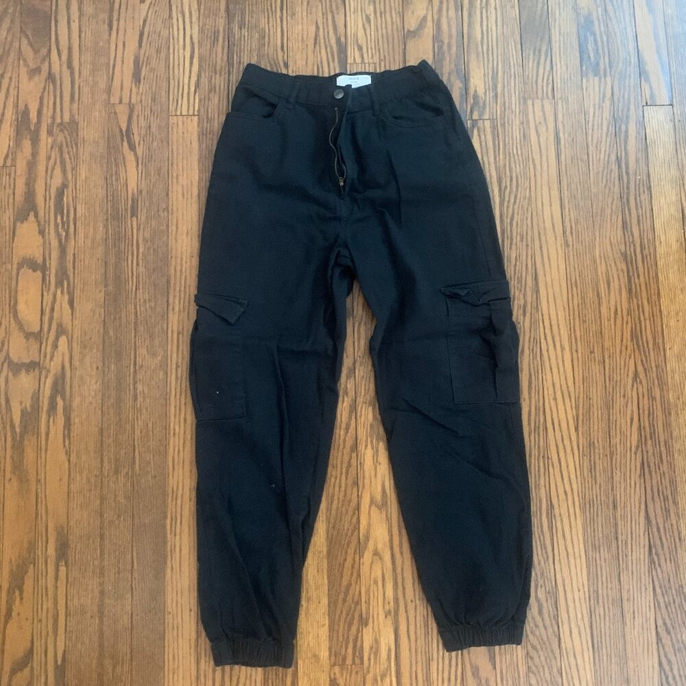 Black womens cargo pants Ardene size large medium pockets joggers